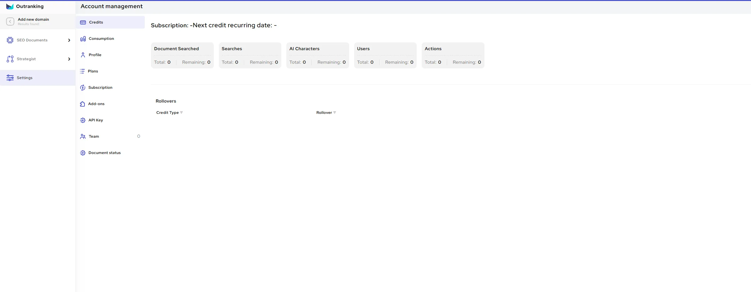 Outranking account and content management dashboard