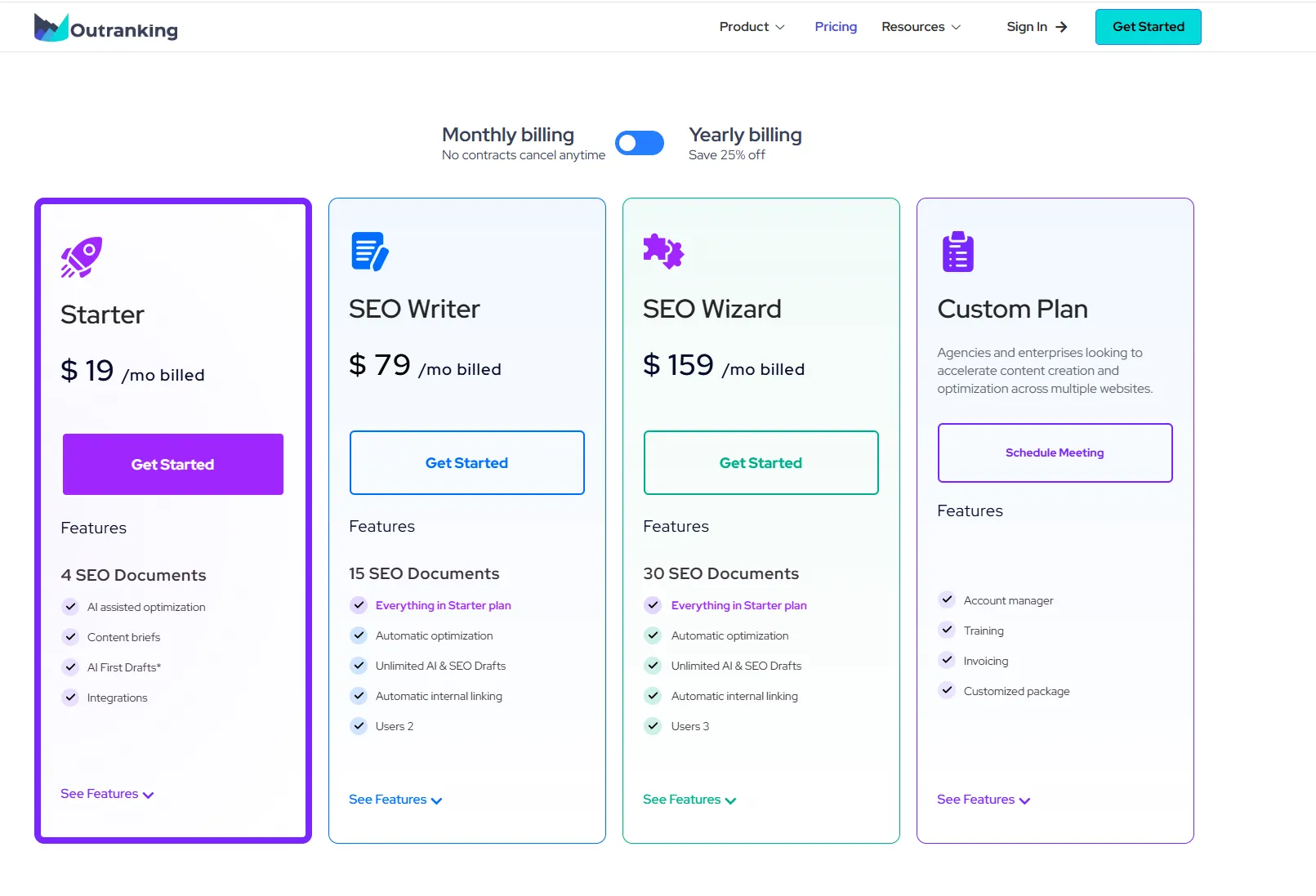 Outranking pricing tiers