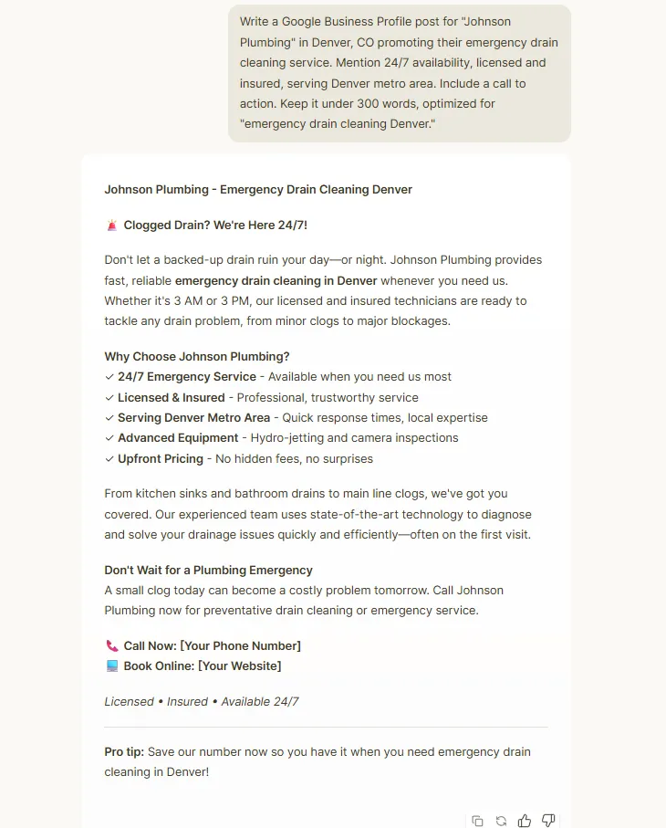 Writesonic generating local SEO content