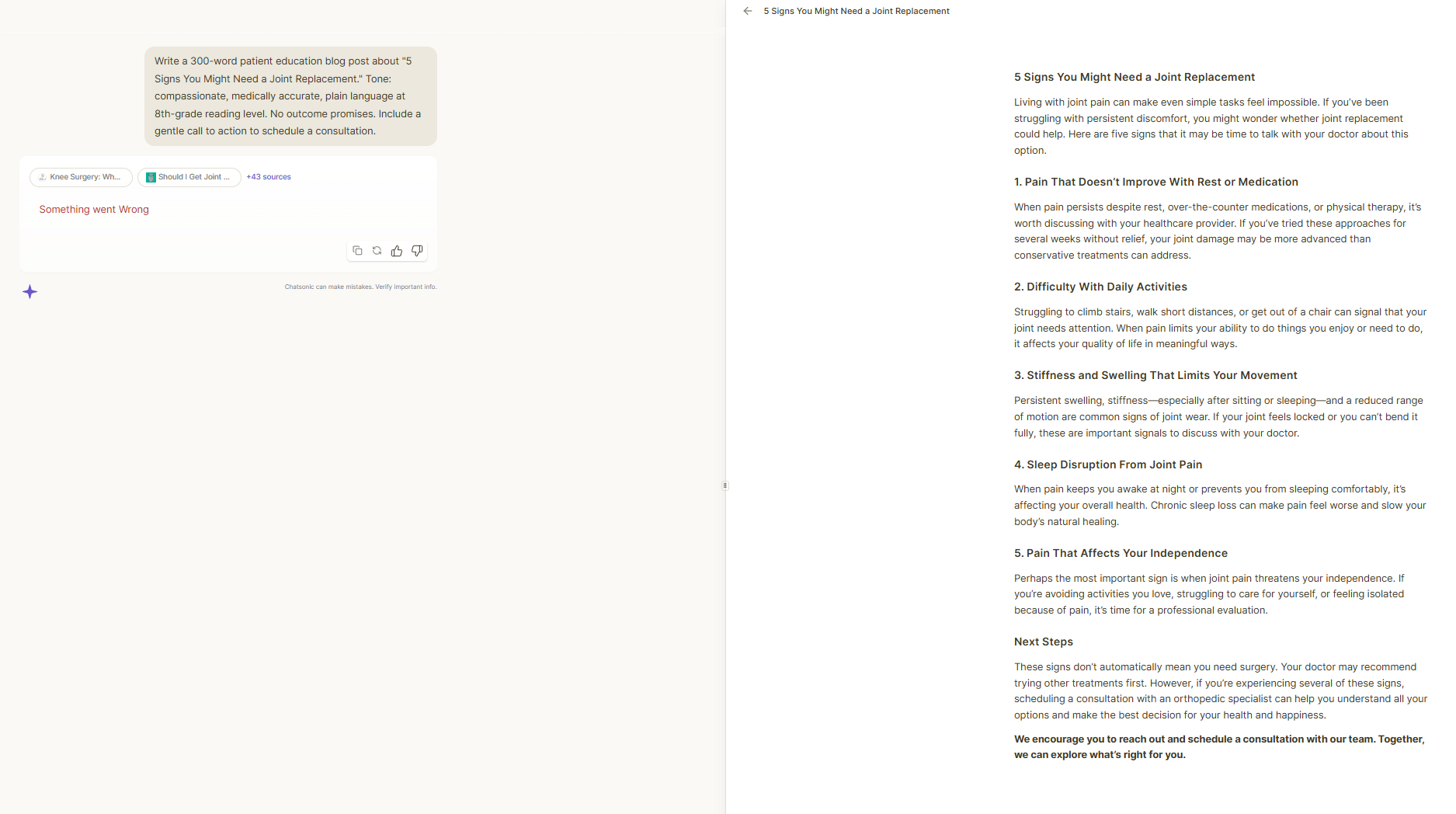 Writesonic article generation for healthcare content