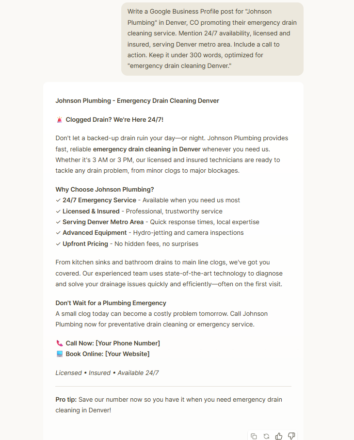 Writesonic generating local SEO content